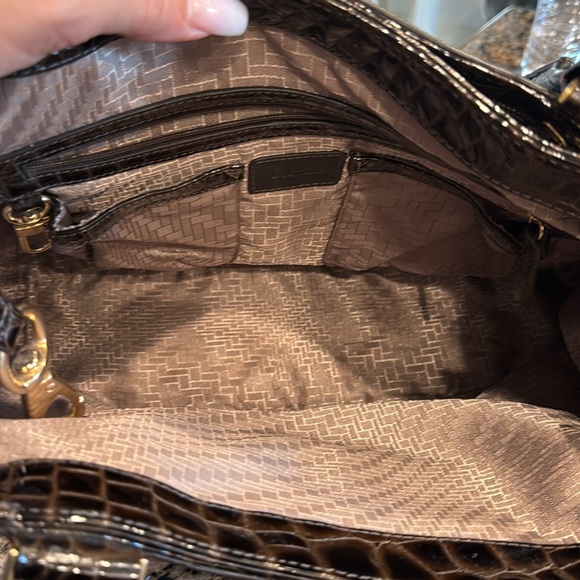 Cole Haan brown snakeskin embossed patent leather bag - Picture 7 of 8